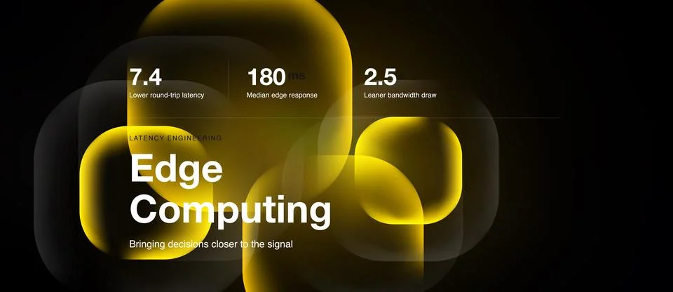 Edge computing slide, vibrant yellow shapes Stock Illustration
