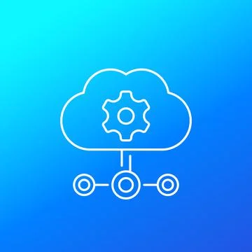 Edge computing technologies icon with cloud, linear Stock Illustration