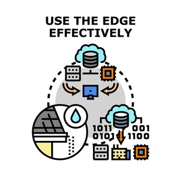 Edge computing technology connecting devices and data Stock Illustration