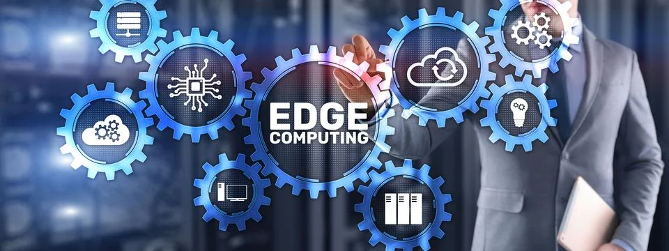 EDGE Computing technology internet concept. Mixed Media. Stock Photos