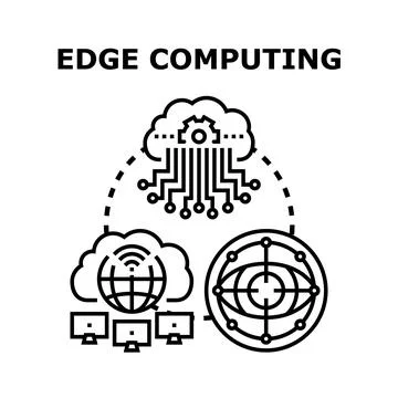 Edge computing technology optimizing data processing network Stock Illustration