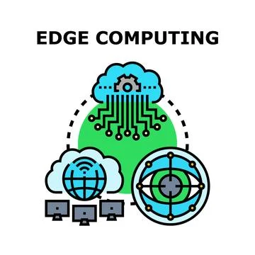 Edge computing technology optimizing data processing network Stock Illustration