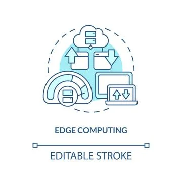 Edge computing turquoise concept icon Stock Illustration
