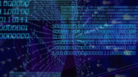 Edge cyan digits appearing, code panels sliding and wave tracing to form dense 스톡 동영상 334858384