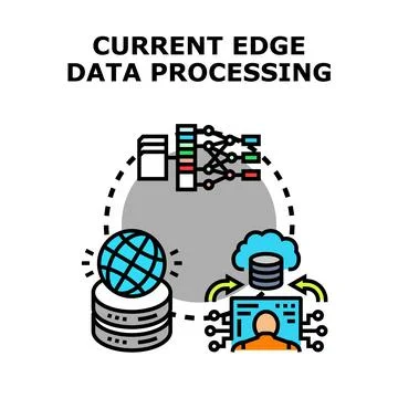 Edge data processing concept with global network and cloud 스톡 일러스트