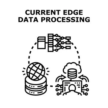 Edge data processing concept with global network and cloud イラスト素材