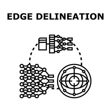 Edge delineation technology concept, neural network processing image Stockillustratie