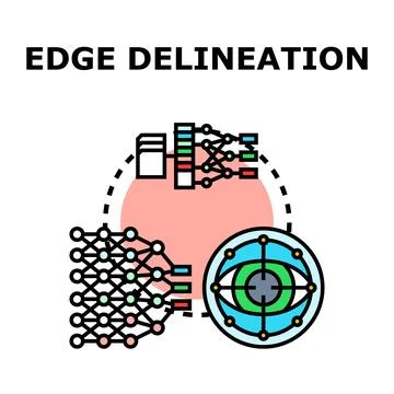 Edge delineation technology concept, neural network processing image Stock Illustration