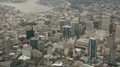 Edge of Downtown - Aerial Stock Footage 10577641