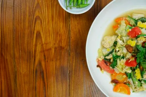 Edge food background with stir fried vegetable Stock Photos
