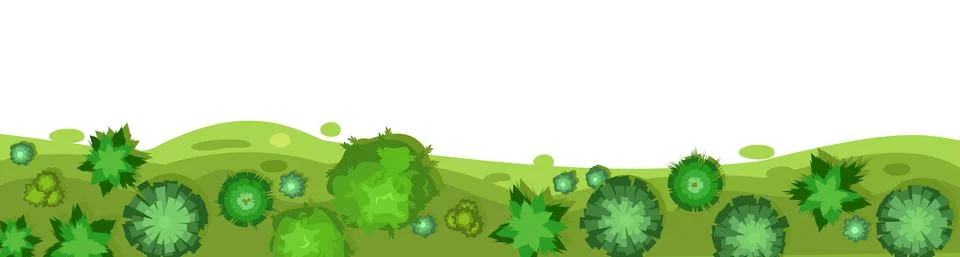 The edge of the forest. Border frame. Trees and shrubs. View from above. Plan Stock Illustration