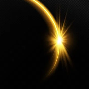 The edge of a golden solar eclipse on a black background. Golden eclipse for Stock Illustration