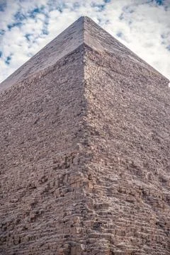 The edge of the great pyramid of the cheops Stock Photos