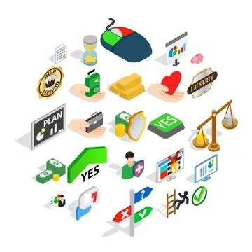 Edge icons set, isometric style Stock Illustration