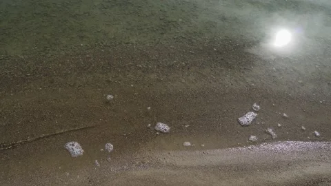Edge of Lake Water Lapping the Beach Stockbeeldmateriaal 166594301