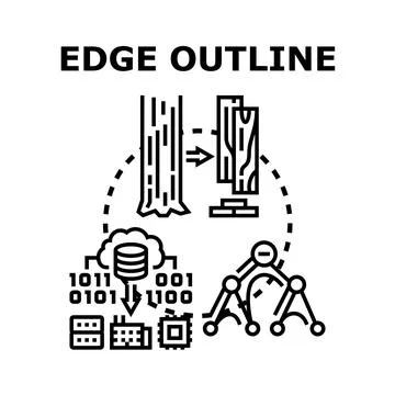 Edge outline concept illustrating data processing and transformation Stock Illustration