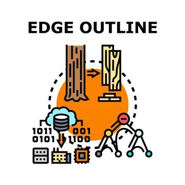 Edge outline concept illustrating data processing and transformation Stock Illustration