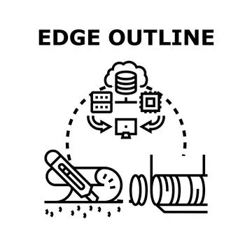 Edge outline technology concept of data processing Illustrazione stock