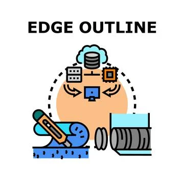 Edge outline technology concept of data processing Stock Illustration