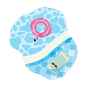 Edge of pool with flemish float and towel scene Illustrazione stock