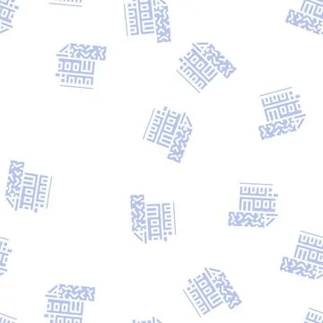 On edge of precipice house glyph vector seamless pattern Illustrazione stock