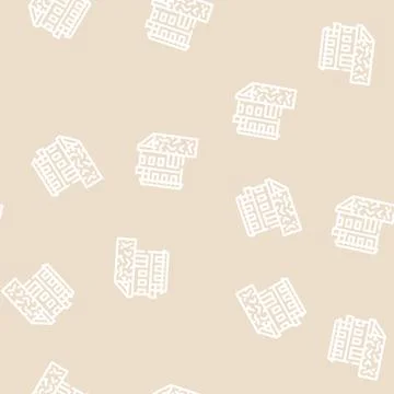 On edge of precipice house line vector seamless pattern Illustrazione stock