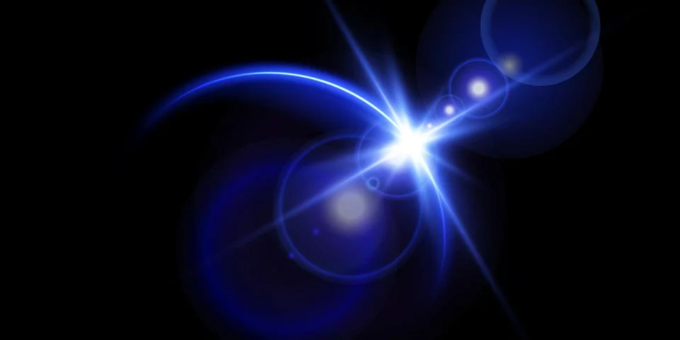 The edge of a solar eclipse on a black background, blue. Blue eclipse for Stock Illustration