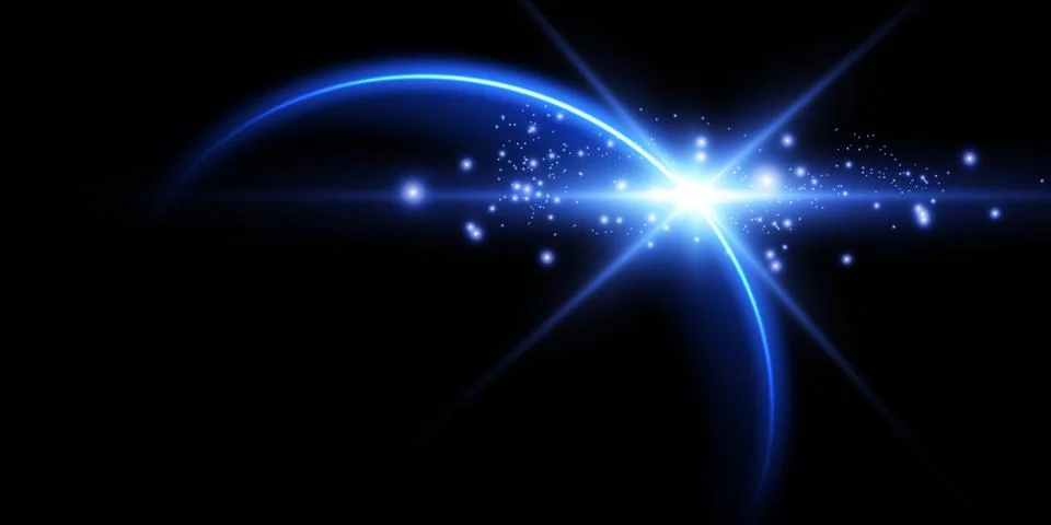 The edge of a solar eclipse on a black background, blue. Blue eclipse for 스톡 일러스트