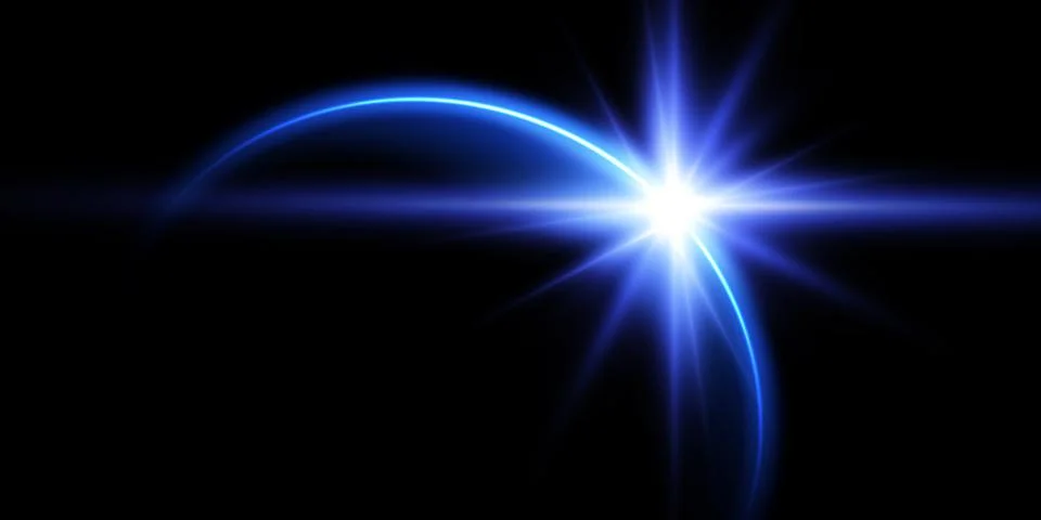 The edge of a solar eclipse on a black background, blue. Blue eclipse for Stock Illustration