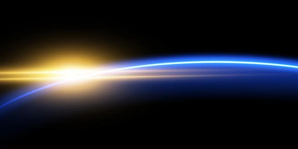 The edge of a solar eclipse on a black background, blue. Blue eclipse for イラスト素材