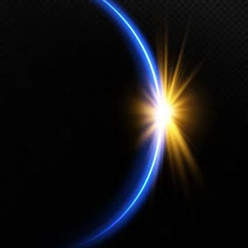 The edge of a solar eclipse on a black background, blue. Blue eclipse for Illustrazione stock