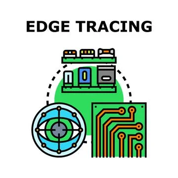 Edge tracing computer vision technology process Stockillustratie
