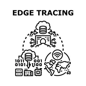 Edge tracing global data processing computing concept イラスト素材