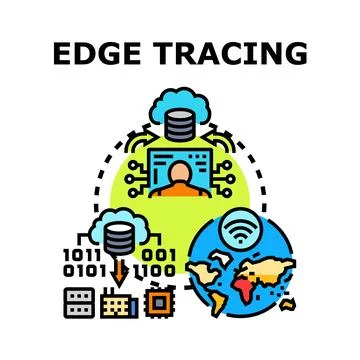 Edge tracing global data processing computing concept Stock-Illustration