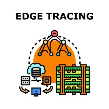 Edge tracing technology computing data network concept Stock Illustration