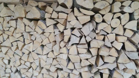 The edge of the wooden stacks on the yard Vídeo Stock 97041794