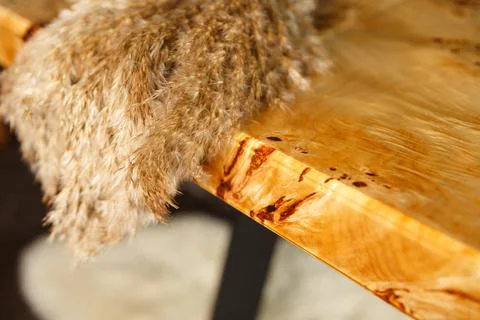 The edge of wooden stylish table Фото