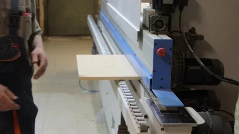 An edgebanding machine in workshop Stock Footage 133356062