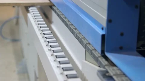 An edgebanding machine in workshop Stock Footage 133356166