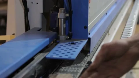 An edgebanding machine in workshop Stock Footage 133356229