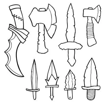 Edged weapons set. Stock Illustration