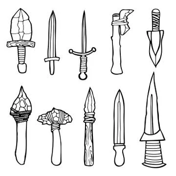 Edged weapons set. Stock Illustration