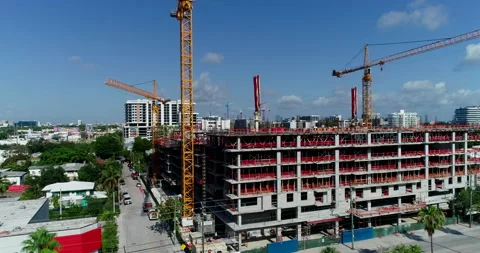Edgewater Construction cranes building the skyline Stock Footage 197052465