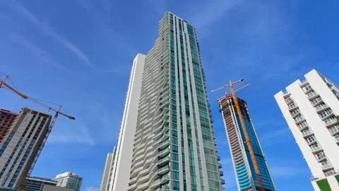 Edgewater Miami supertall condominiums under construction 2026 Stock Footage 345748795