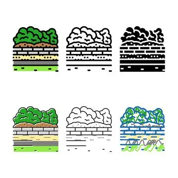 Edging garden set maintenance color icon vector Stock Illustration