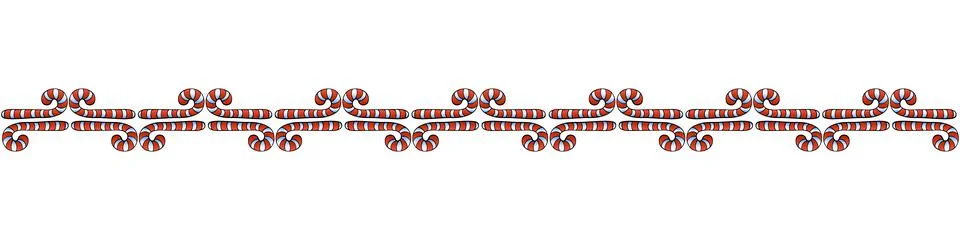 Edging, ribbon, border from red candy cane. Vector seamless pattern, ornament Stock Illustration