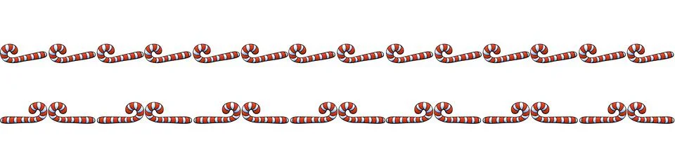 Edging, ribbon, border from red candy cane. Vector seamless pattern, ornament Stock Illustration