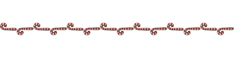 Edging, ribbon, border from red candy cane. Vector seamless pattern, ornament Stock Illustration