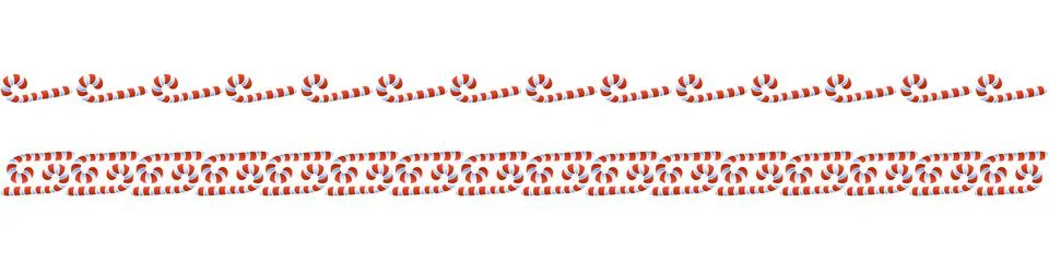Edging, ribbon, border from red candy cane. Vector seamless pattern, ornament 스톡 일러스트