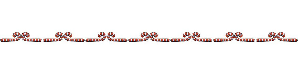 Edging, ribbon, border from red candy cane. Vector seamless pattern, ornament Stock Illustration